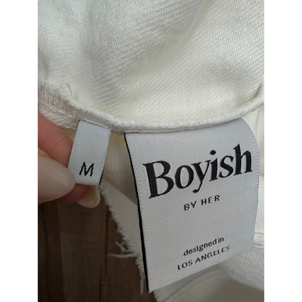 Boyish Kennedy Denim‎ Dress Women M Off White Button Front Frayed Hem - Picture 7 of 11